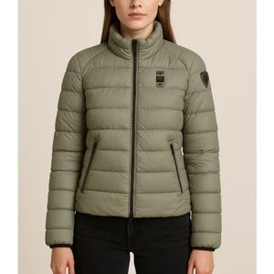 Blauer- Light Down Jakcet with Stand Collar in Green